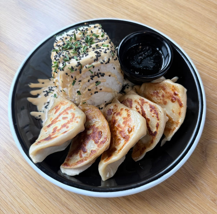 A gyoza rice box from The Produce Hall